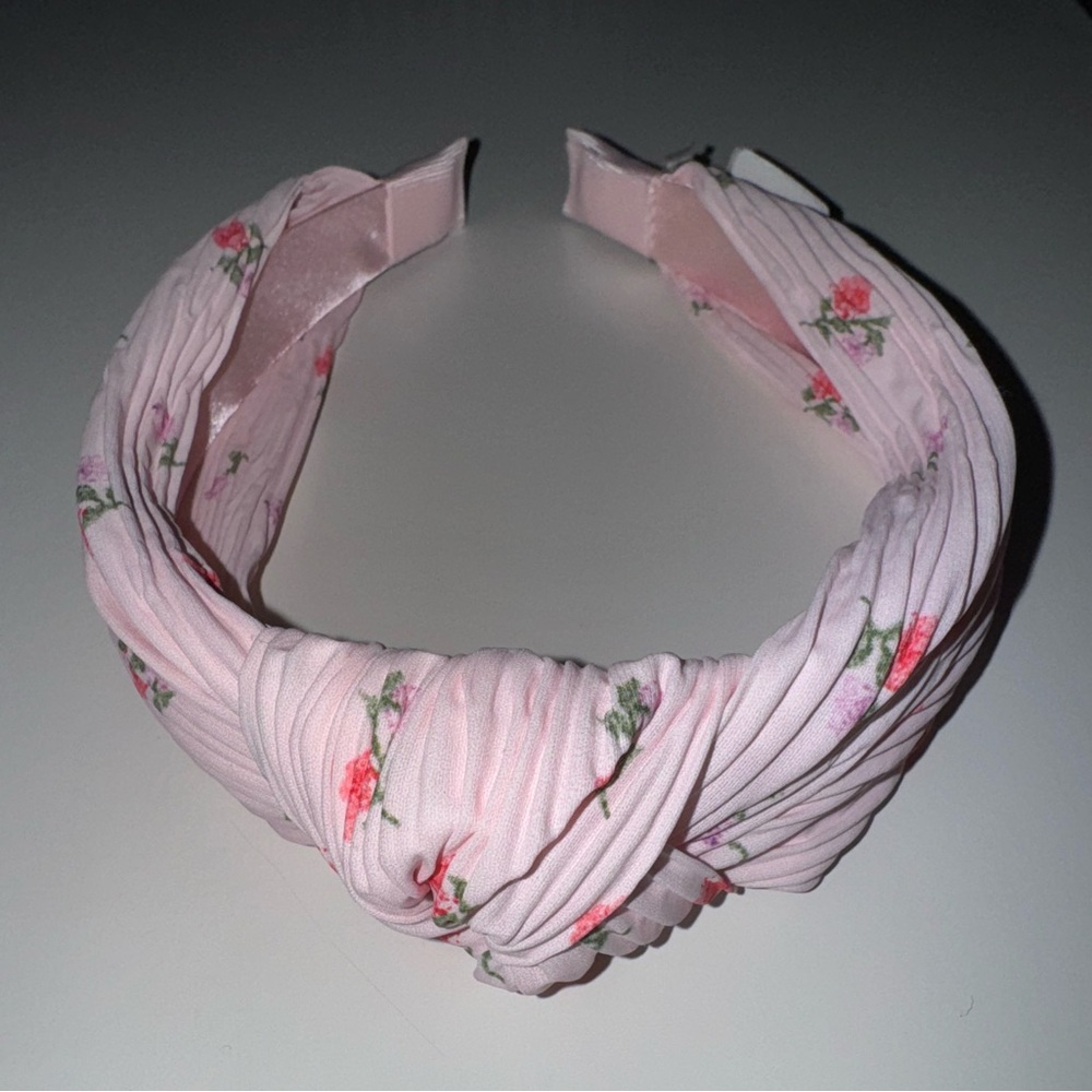 Floral Pink Pleated Knot Headband | Coquette Cottagecore Feminine Hair Accessory